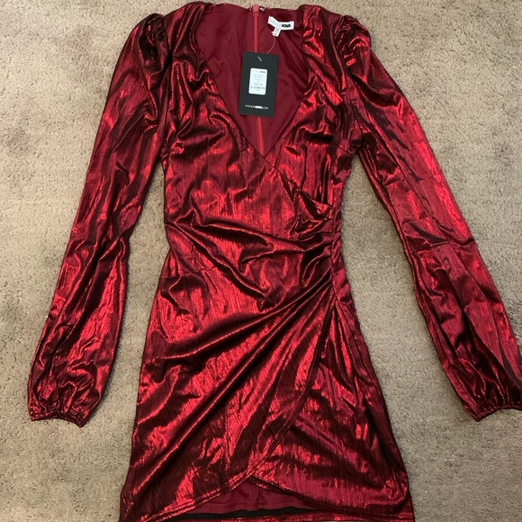 Fashion Nova Red Metallic Dress - Picture 3 of 6